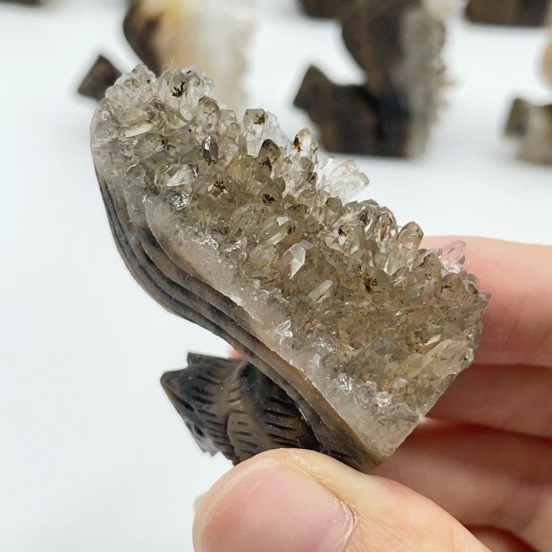12 Pieces Clear Quartz Cluster Squirrel Carving - Wholesale Crystals