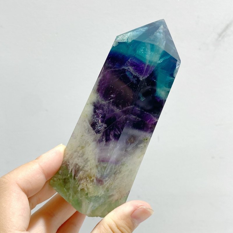 12 Pieces Feather Fluorite Four - Sided Tower Points - Wholesale Crystals