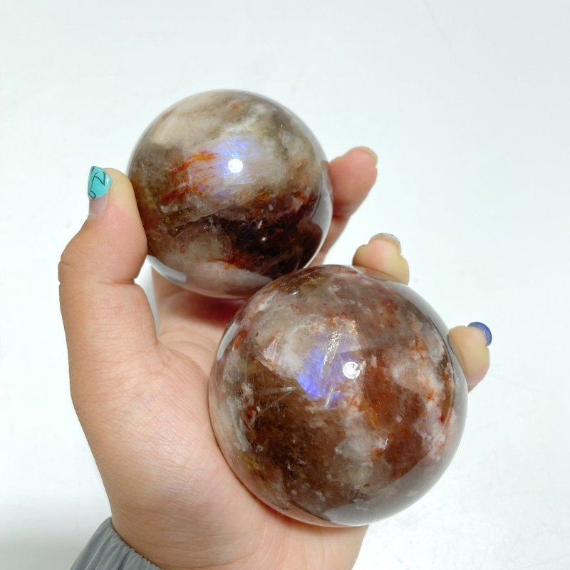 12 Pieces Fire Quartz Mixed Moonstone Spheres - Wholesale Crystals