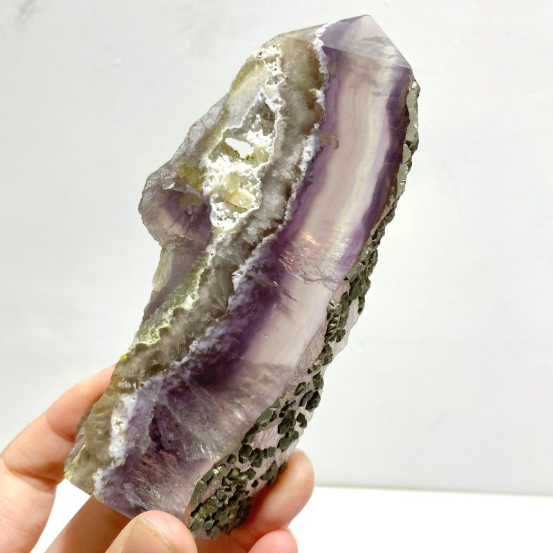 12 Pieces Fluorite Mixed Pyrite Calcite Slabs - Wholesale Crystals