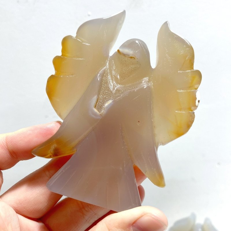 12 Pieces Geode Agate Druzy Angel Carving - Wholesale Crystals