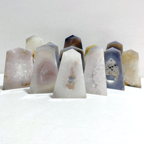 12 Pieces Geode Druzy Agate Four - sided Tower Point - Wholesale Crystals