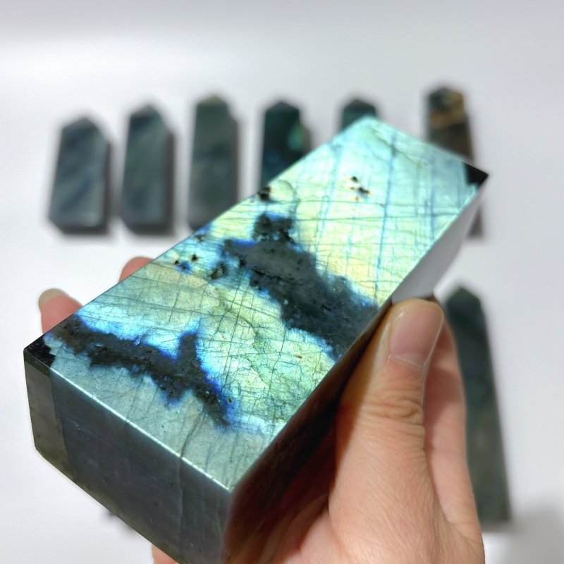 12 Pieces High Quality Large Labradorite Four - Sided Tower - Wholesale Crystals