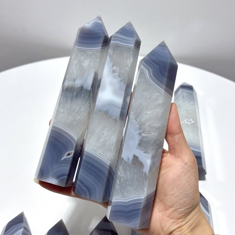 12 Pieces Large Stripe Agate Mixed Quartz Tower - Wholesale Crystals