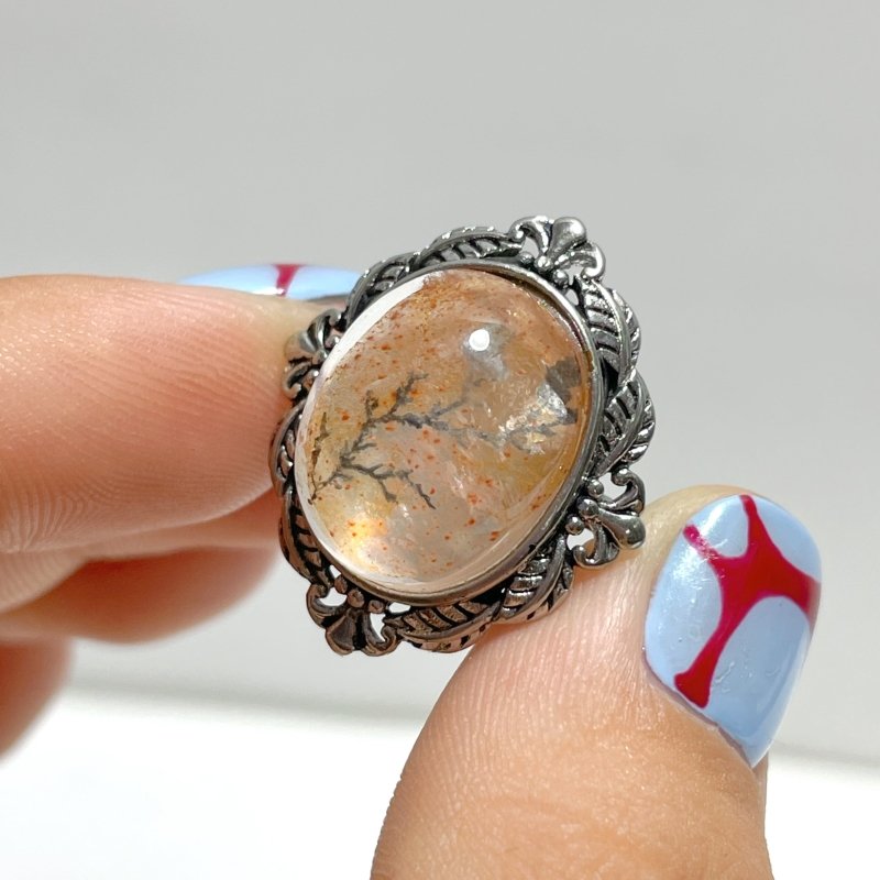 12 Pieces Rare Fire Quartz Dentritic Quartz Different Styles Ring - Wholesale Crystals