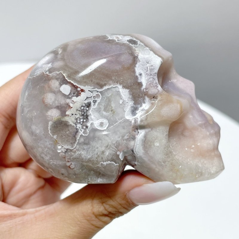 12 Pieces Sakura Agate Skull Carving - Wholesale Crystals