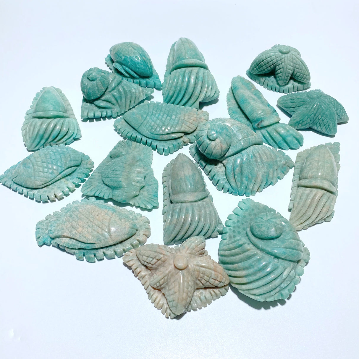 16 Pieces Amazonite Sea Animal Carving