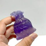 Purple Fluorite Money Bag Carving Wholesale