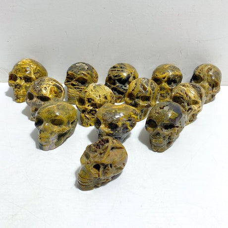 13 Pieces 6th Vein Ocean Jasper Geode Skull Carving -Wholesale Crystals