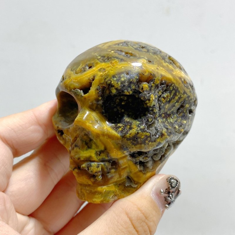 13 Pieces 6th Vein Ocean Jasper Geode Skull Carving -Wholesale Crystals