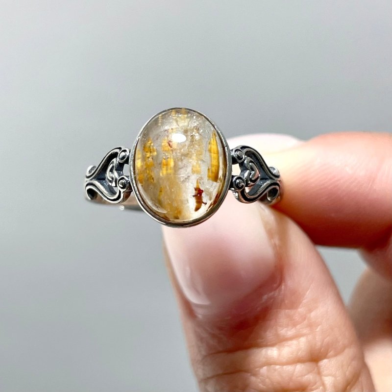 13 Pieces Beautiful Cacoxenite Super7 Sterling Silver Different Styles Ring - Wholesale Crystals