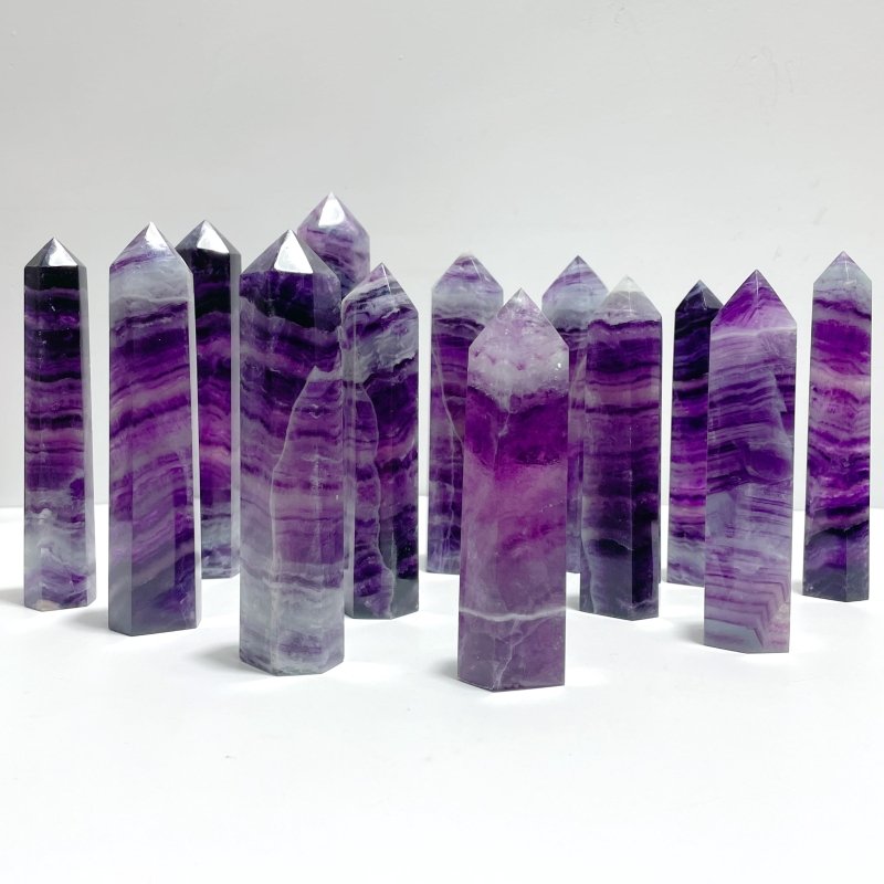 13 Pieces Beautiful Rainbow Purple Fluorite Crystal Tower - Wholesale Crystals