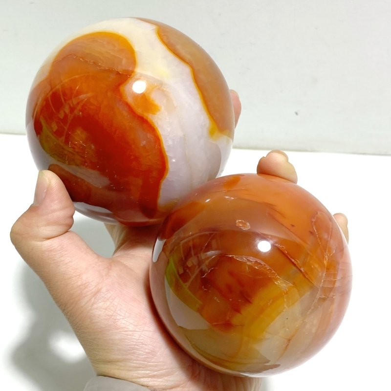 13 Pieces Large Carnelian Stone Spheres - Wholesale Crystals
