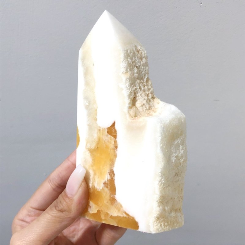 13 Pieces Large Yellow Calcite Tower Raw Side - Wholesale Crystals