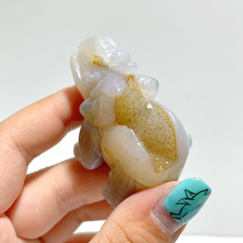 13 pieces Small Geode Agate Druzy Elephant Carving - Wholesale Crystals