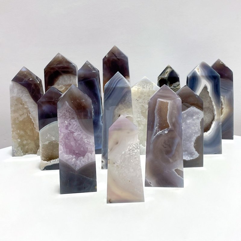 14 Pieces Beautiful Geode Agate Tower - Wholesale Crystals