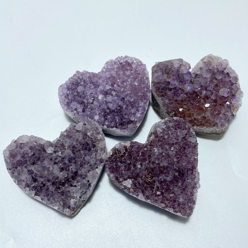 14 Pieces Beautiful Large Amethyst Cluster Heart - Wholesale Crystals