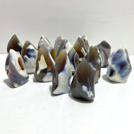 14 Pieces Black Orca Agate Flame Carving - Wholesale Crystals