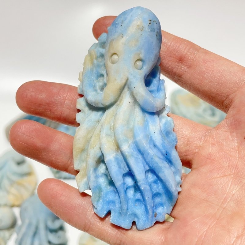 14 Pieces Blue Dumortierite Underwater World Octopus Carving -Wholesale Crystals