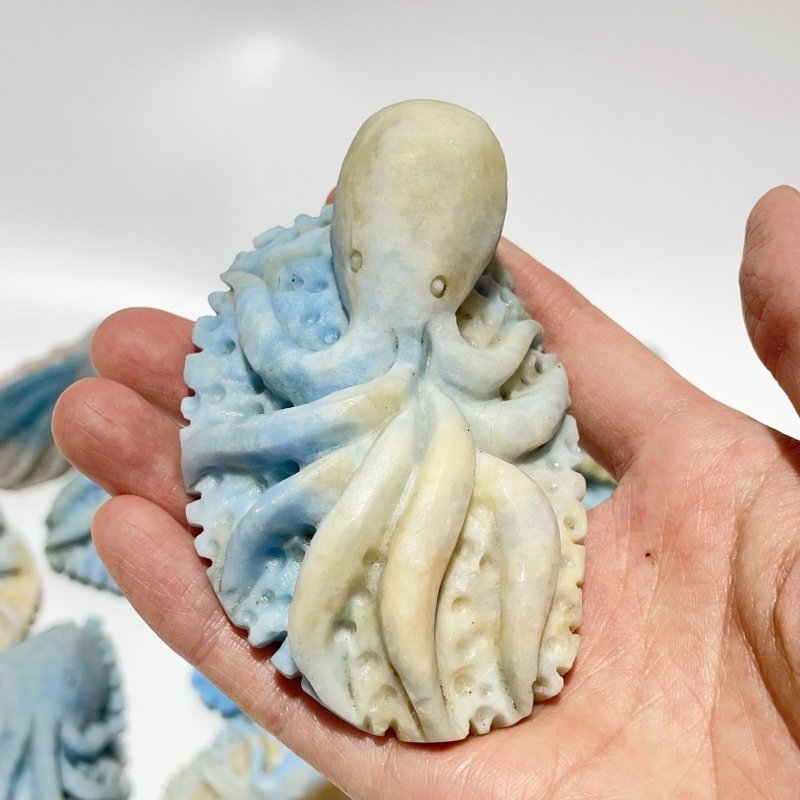 14 Pieces Blue Dumortierite Underwater World Octopus Carving -Wholesale Crystals