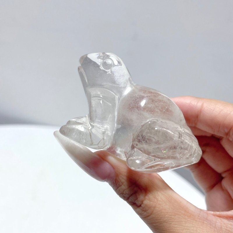 14 Pieces Clear Quartz Frog Carving - Wholesale Crystals