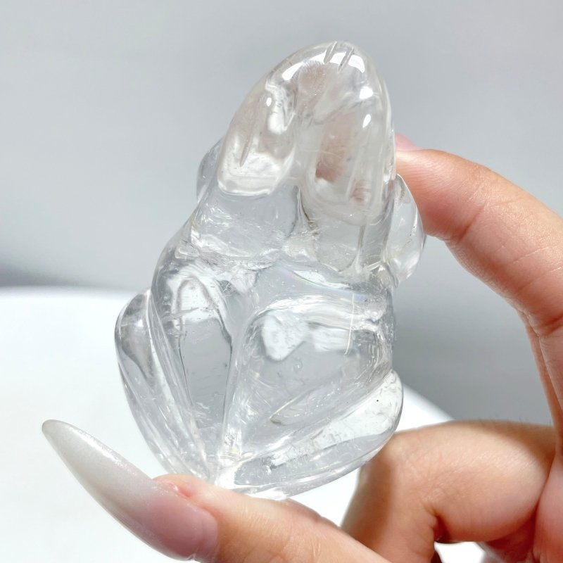 14 Pieces Clear Quartz Frog Carving - Wholesale Crystals