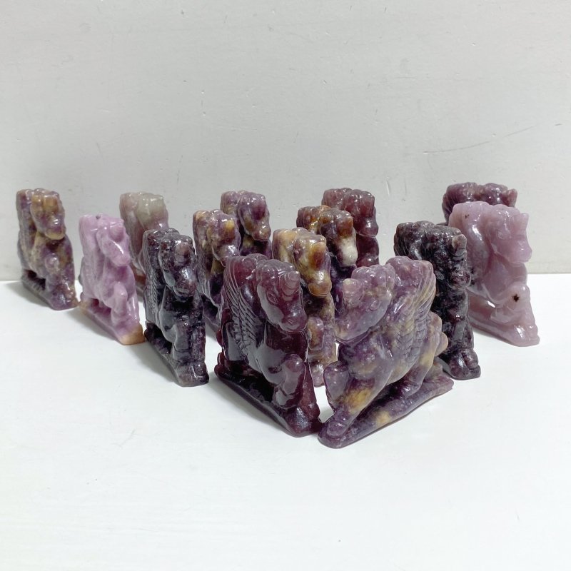 14 Pieces Lepidolite Unicorn Carving Closeout -Wholesale Crystals