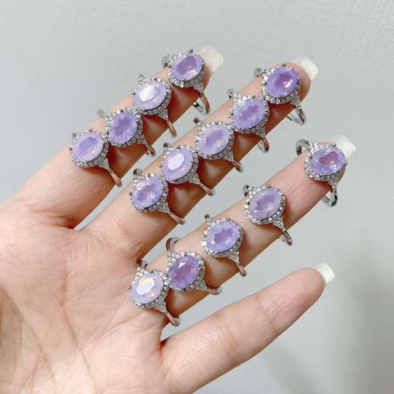 14 Pieces S925 Lavender Quartz Cut Faceted Ring Style #1 - Wholesale Crystals