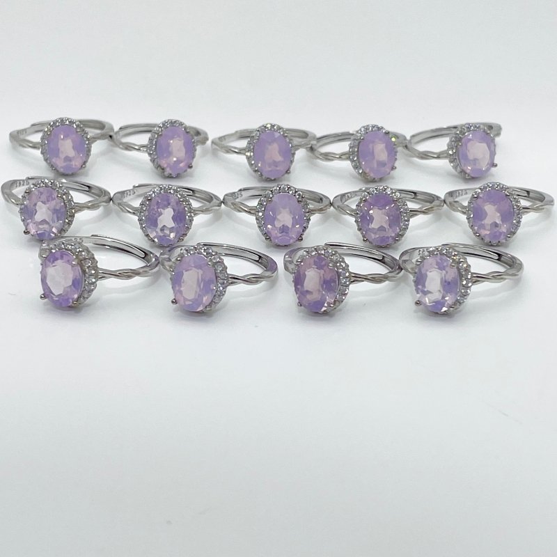 14 Pieces S925 Lavender Quartz Cut Faceted Ring Style #3 - Wholesale Crystals