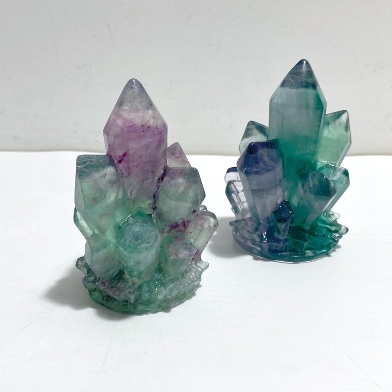 15 Pieces Beautiful Rainbow Fluorite Cluster Carving - Wholesale Crystals