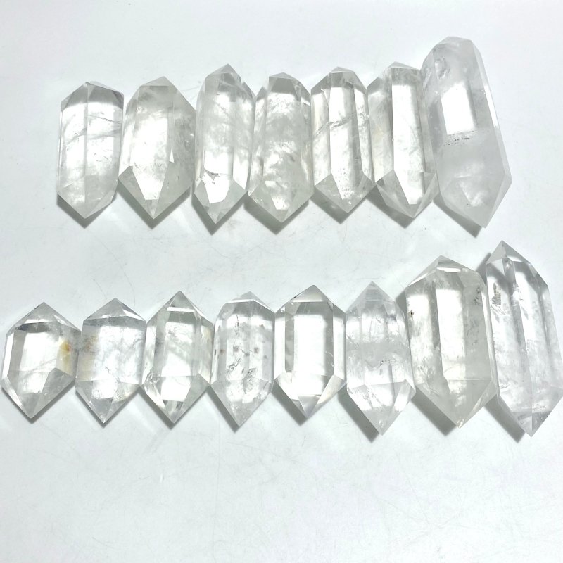15 Pieces Clear Quartz Double Points - Wholesale Crystals
