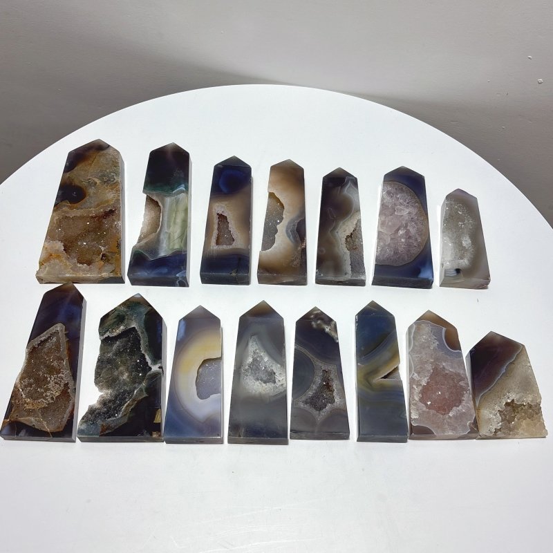 15 Pieces Large Druzy Geode Agate Points - Wholesale Crystals