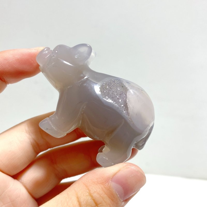 15 pieces Small Geode Agate Druzy Pig Carving - Wholesale Crystals