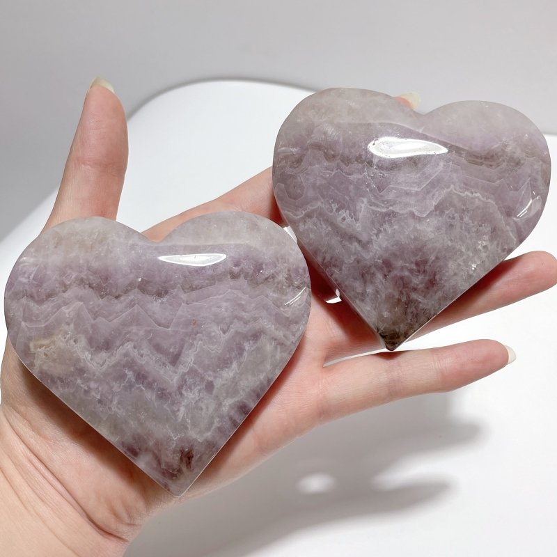 16 Pieces Amethyst Mixed Stripe Agate Heart - Wholesale Crystals