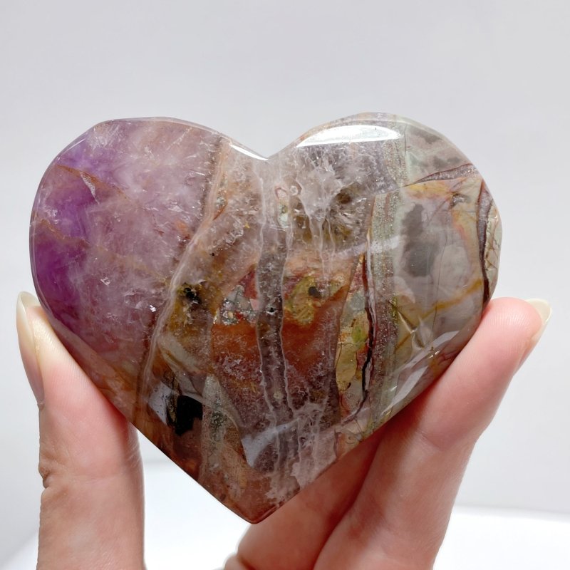 16 Pieces Amethyst Mixed Stripe Agate Heart - Wholesale Crystals