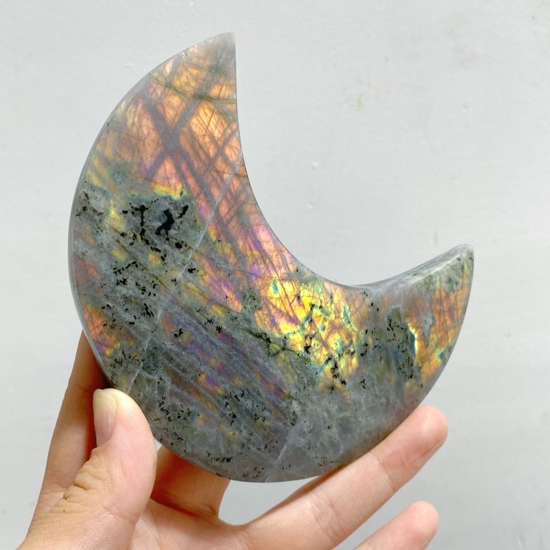 16 Pieces Beautiful Large Labradorite Moon Carving -Wholesale Crystals