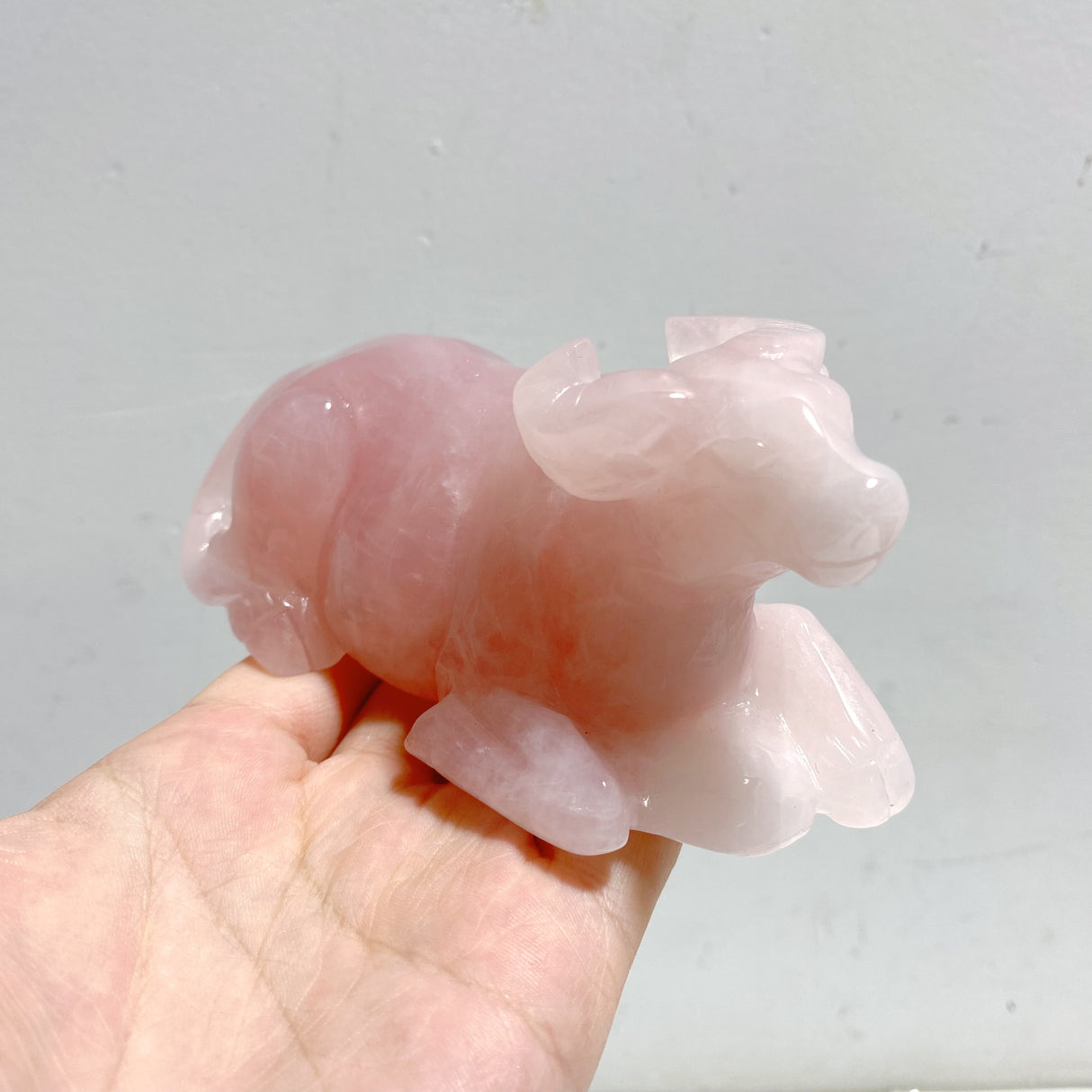 3 Pieces Rose Quartz Cattle Carving