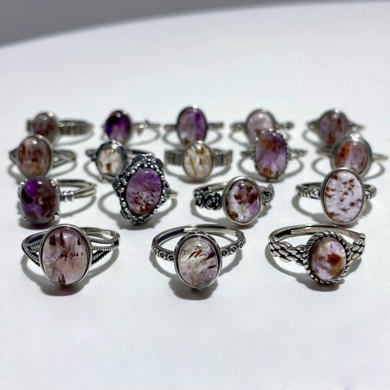 17 Pieces Auralite 23 Crystal Different Styles Sterling Silver Ring - Wholesale Crystals