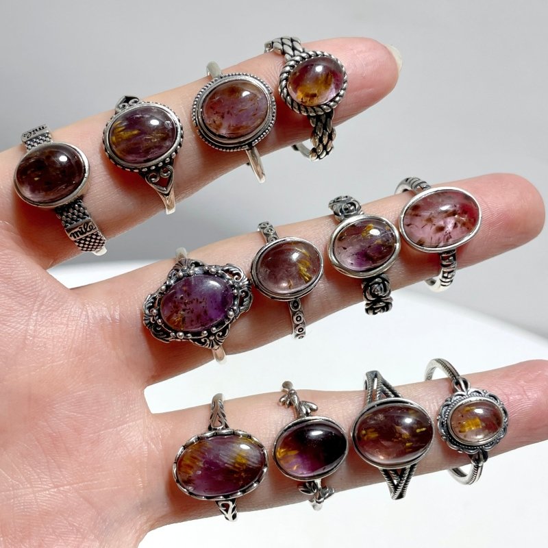 17 Pieces Auralite 23 Crystal Different Styles Sterling Silver Ring - Wholesale Crystals