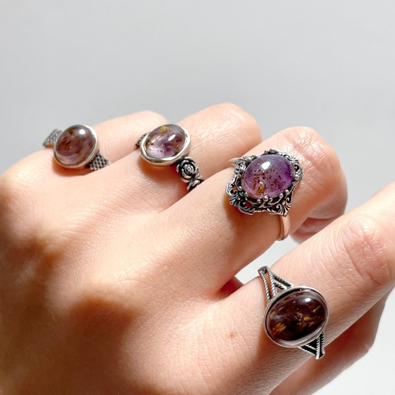 17 Pieces Auralite 23 Crystal Different Styles Sterling Silver Ring - Wholesale Crystals