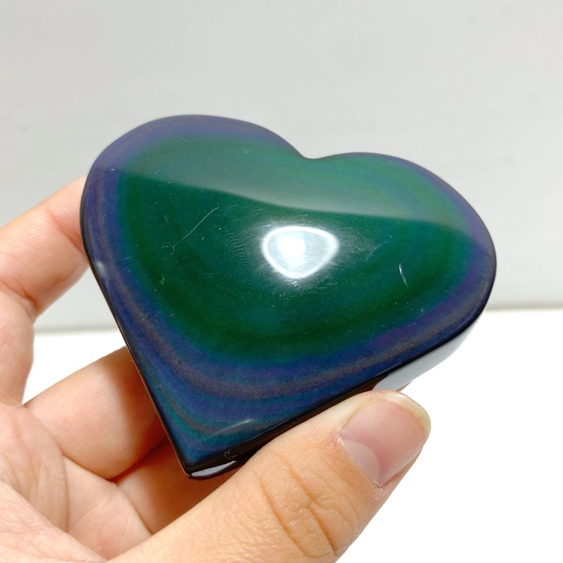 17 Pieces Beautiful Large Rainbow Cat Eye Obsidian Heart - Wholesale Crystals