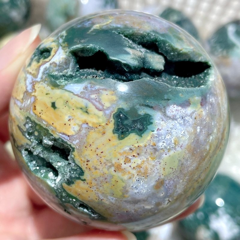 17 Pieces Beautiful Ocean Jasper Spheres - Wholesale Crystals