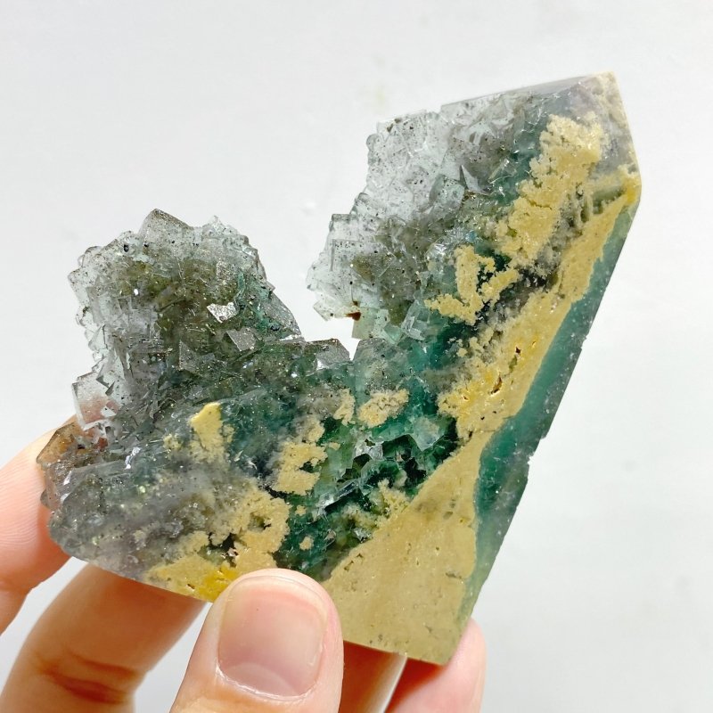 17 Pieces Blue Fluorite Mixed Pyrite Raw Side Tower Point -Wholesale Crystals