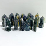 17 Pieces Blue Fluorite Mixed Pyrite Raw Side Tower Point -Wholesale Crystals