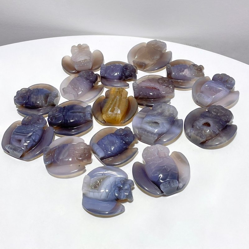 17 Pieces Geode Druzy Agate Owl Carving - Wholesale Crystals