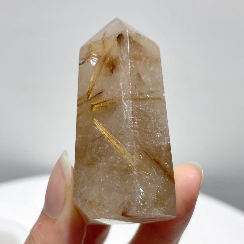 17 Pieces Gold Rutilated Quartz Points 2.2 - 3.6in - Wholesale Crystals