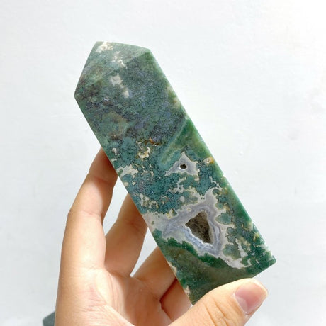 17 Pieces Moss Agate Four - Sided Points - Wholesale Crystals