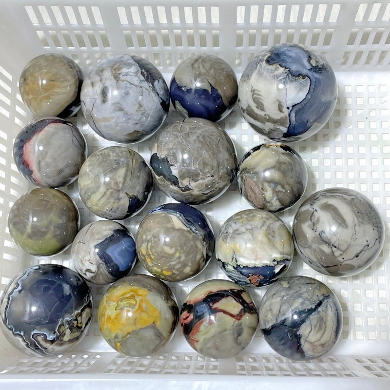 17 Pieces Volcano Agate Sphere(UV - Reactive) - Wholesale Crystals