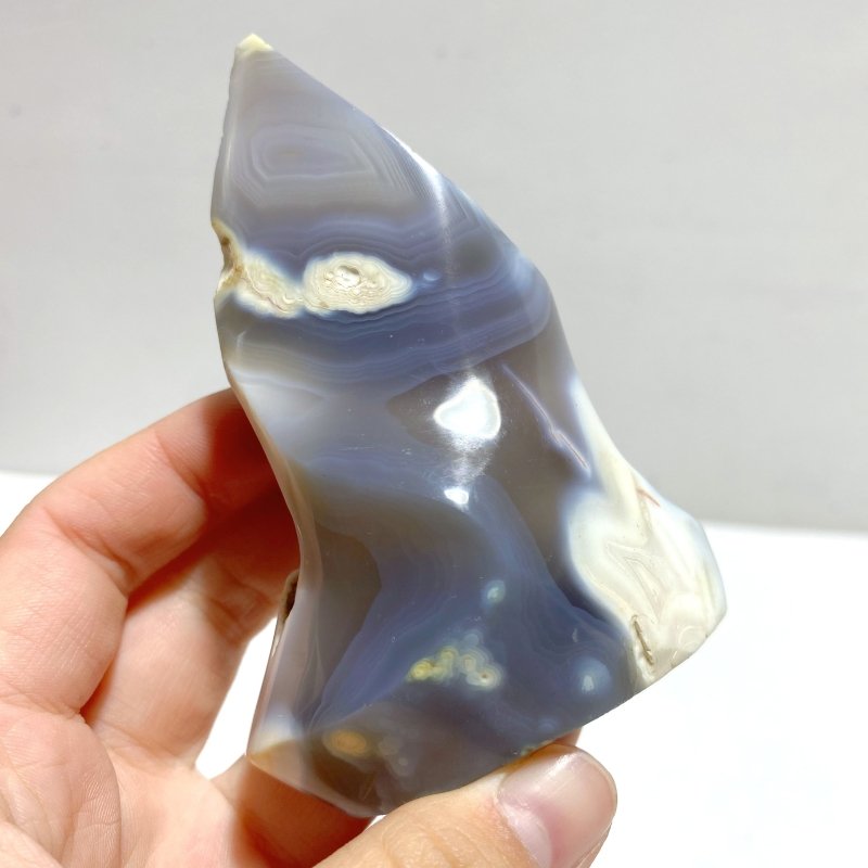 18 Pieces Black Orca Agate Flame Carving 4 - Wholesale Crystals