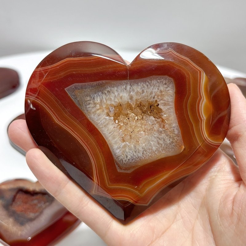 18 Pieces Large Carnelian Druzy Geode Heart - Wholesale Crystals